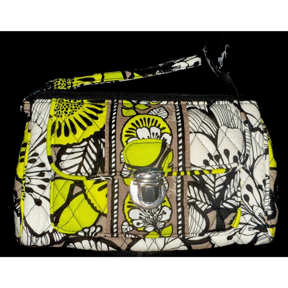 Vera Bradley Citron Wristlet Clutch Retired Floral Quilted Spring 2014